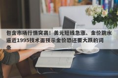 包含市场行情突袭！美元短线急涨、金价跳水逼近1995技术面预示金价恐还要大跌的词条